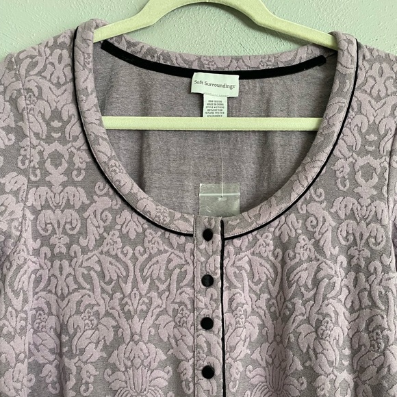 Soft Surroundings Tunic Top Small Oversized Purple Brocade Paisley Scoop Neck - Picture 3 of 8